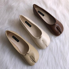 Tabi Ninja Shoes for Women: Microfiber Leather Split Toe Slippers