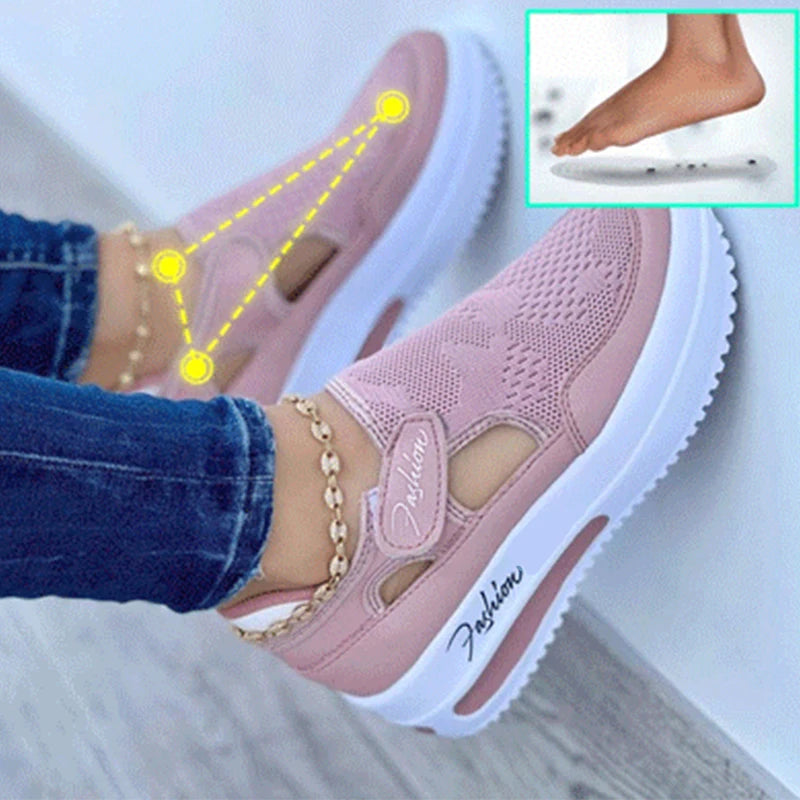 Red Canvas Platform Sneakers: Women's Casual Sport Shoes