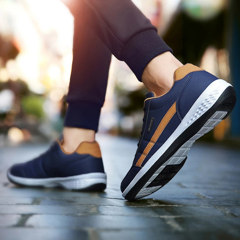 Italian Leather Men's Casual Sneakers