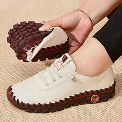 New Spring Women's Platform Loafers: Lace-Up Leather Flats